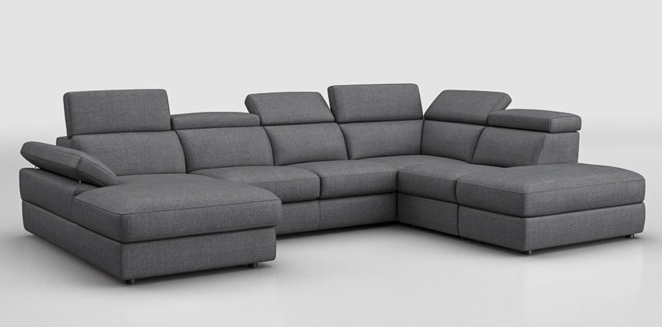 Quercioli - large corner sofa with sliding mechanism - left peninsula and pouf with compartment